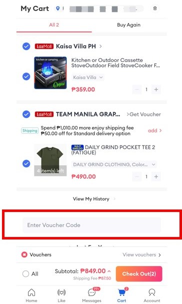 Lazada new customer store voucher